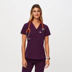FIGS Small, Deep Purple Catarina scrub top